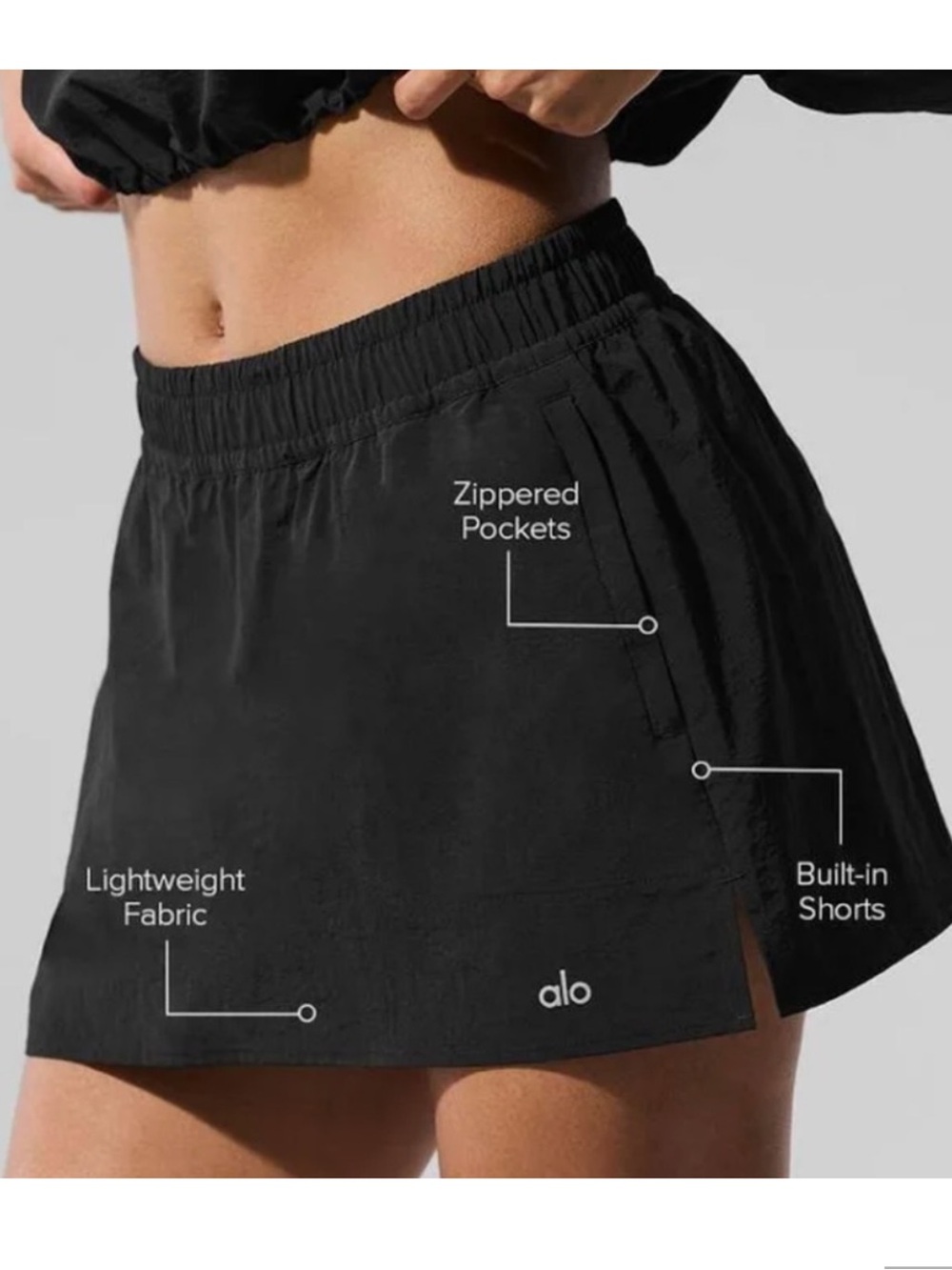 ALO Yoga Black Alumni Skort